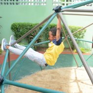 A child doing an outdoor activity.